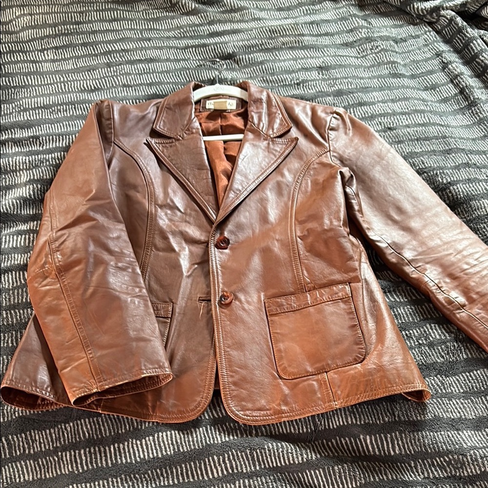 Rubbish Brown Leather Jacket